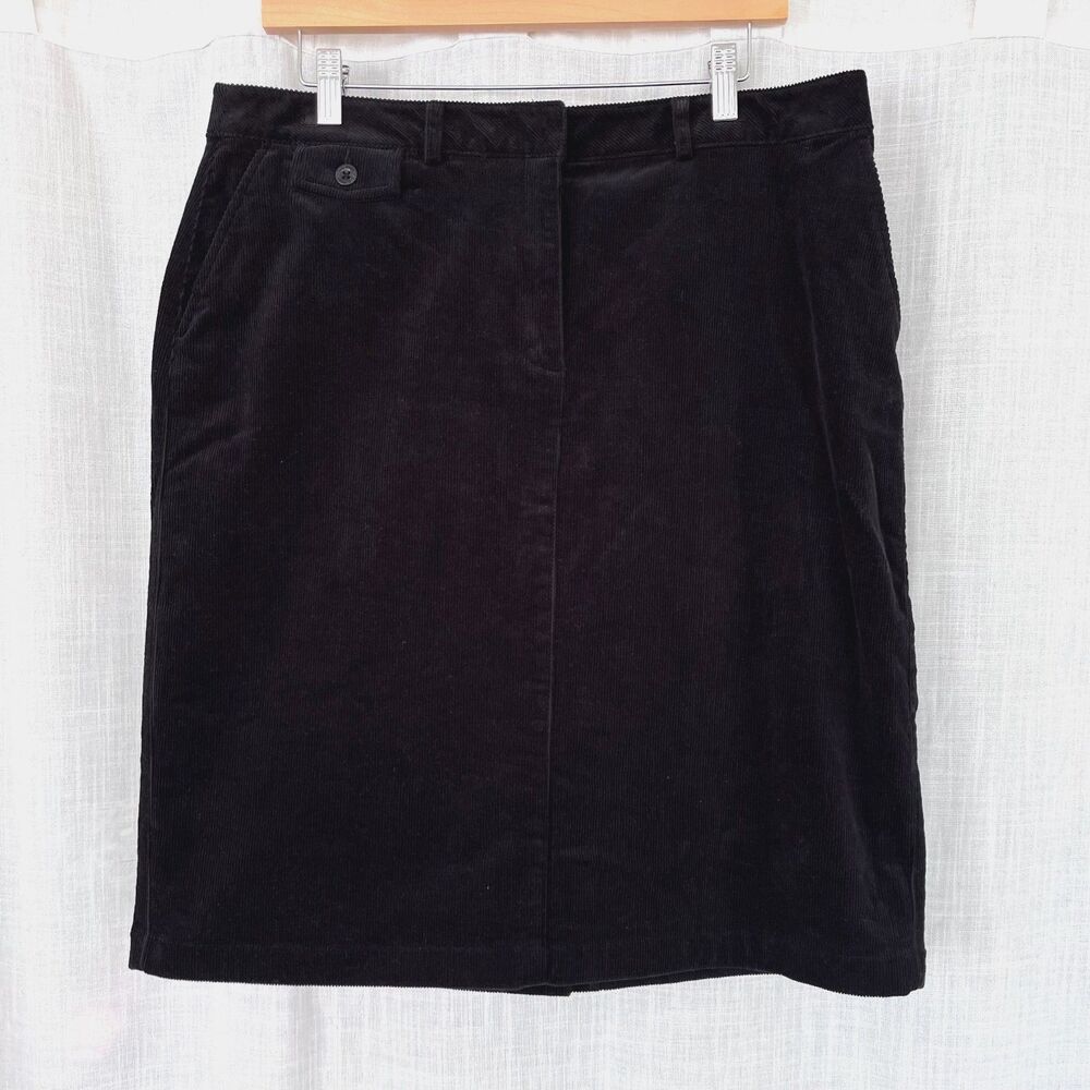 L.L. Bean Black Corduroy A-Line Pencil Skirt